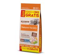 Nature's Variety Healthy Grains - Pienso para Perros Adultos Medianos y Grandes con Pescado Blanco, Arroz Integral, Avena y Guisantes - Bolsa de 12kg