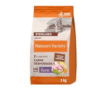 Nature's Variety No Grain - Pienso sin cereales para gatos adultos esterilizados - Pavo - Cantidad: 3 kg