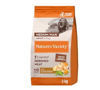 Nature's Variety No grain Medium/Maxi - Pienso sin cereales para perros adultos medianos o grandes - Pollo - Cantidad: 3 kg