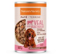 Nature's Variety Paté Medium/Maxi - Alimento húmedo para perro de tamaño mediano y grande - Ternera y verduras - Cantidad: 12 x 400 g