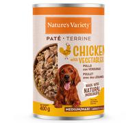 Nature's Variety Paté Medium/Maxi - Alimento húmedo para perros de tamaño mediano y grande - Pollo y verduras - Cantidad: 400 g