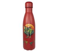 NatureVac - Botella de agua aislada T-Rex de 500 ml de Deluxebase. Termo de acero inoxidable rojo para gimnasio, oficina, viajes, vacío de doble pared, a prueba de fugas y sin BPA, frío durante 24