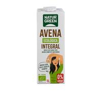 NaturGreen - Bebida de Avena Integral 0% Azúcar BIO, Rico en Fibra, 100% Vegan, Sin Azúcares, Bebida Vegetal, 1L