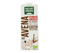 NaturGreen - Bebida de Avena Integral 0% Azúcar BIO, Rico en Fibra, 100% Vegan, Sin Azúcares, Bebida Vegetal, 1L
