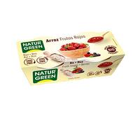 NaturGreen - Crema de Arroz y Frutos Rojos, Postre Ecológico, Con Azúcar de Caña, 100% Bio, Sin Lactosa - 2 x 125g, Pack 6 unidades