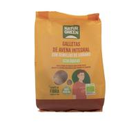 NaturGreen - Galletas de Avena Integral con Cáñamo Bio, 140 g, Ecológica, Rica en Proteínas, Sin Azúcares Refinados, Snack Saludable y Crujiente