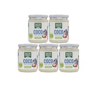 NaturGreen - Grasa de Coco, 430 ml 400 Gramos (5 unidades), Envase Vidrio, Ideal para Cocinar, Hidrata Piel y Cabello, Ingredientes Naturales, Apto para Veganos