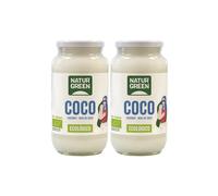 NaturGreen - Grasa de Coco, Pack 2 x 800 ml860 g, Envase Vidrio, Ideal para Cocinar, Hidrata Piel y Cabello, Ingredientes Naturales, Apto para Veganos