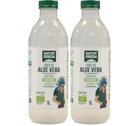 NaturGreen - Jugo de Aloe Vera con Pulpa (99,8%), 1 Litro, No Pasteurizado, con Fibra de Hoja Fresca, Digestivo, Natural y Ecológico, Sin Azúcar (Paquete de 2)