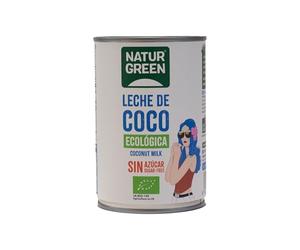 NaturGreen - Leche de Coco BIO, Cremosa, Ecológica, Sin Azúcar, 100% Vegan, Sin Lactosa, Sin Gluten - 400 ml