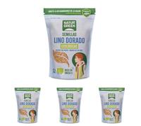 NaturGreen Lino Dorado Bio 500g | Alto en Fibra y Proteína | Fuente de Omega-3 | Sin Azúcares Añadidos | Superalimento Ecológico | Ideal para Dietas Veganas y Saludables (Paquete de 4)
