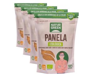 NATURGREEN Panela 500 g | Sin Gluten | Endulzante Natural | Azúcar de Caña Integral | Producto Ecológico | 100% Natural | Alternativa Saludable | Sin Aditivos | Sin Conservantes (Paquete de 4)