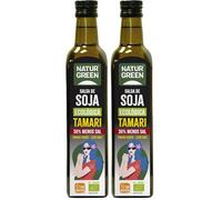 NaturGreen - Salsa De Soja Tamari Bio, 500 ml, Contenido Reducido en Sal, Sabor Suave y Exotico, Ecológica, Vegano, Sin Lácteos, Ideal Para Cocina Asiática (Paquete de 2)