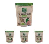 NaturGreen - Semillas Lino Marrón Molido Bio, Molido en Frío, Sin Gluten, 100% Vegetal, Rico en Omega 3 y Fibra, Fuente de Proteínas, Sin Azúcares Añadidos, 150 g (Paquete de 4)