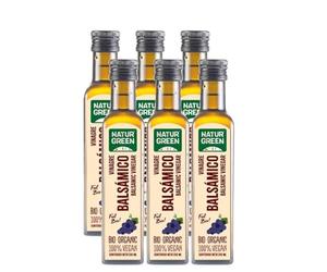 NaturGreen - Vinagre Balsámico Bio, Pack 6 x 250 ml, Ecológico, Sin Gluten, Sin Azúcares Añadidos, Vegano, Sabor Intenso, Ideal para Ensaladas, Marinados o Reducciones