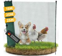 NATURIZ® Valla de perros y pollos en 15m / 20m / 25m x 90cm - malla plastico jardin, Extremadamente Estable, Sin Electricidad, Verde (15m)