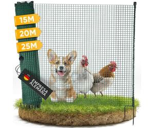 NATURIZ® Valla de perros y pollos en 15m / 20m / 25m x 90cm - malla plastico jardin, Extremadamente Estable, Sin Electricidad, Verde (20m)