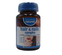 Naturmil Anticaída del Cabello, Biotina, MSM, Prolina, Lisina, Niacina, Zinc, Selenio, Vitamina A y C, para uñas fuertes piel sana, sin gluten, apto veganos, no GMO. crecimiento rápido del cabello