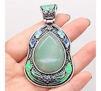 Naturstein Lapis lazuli Anhänger Malachit Antike-Silber Farbe Reiki Heilen Kristall für Vintage Schmuck Machen Halskette Handwerk-Green_Aventurine