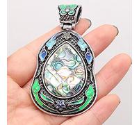 Naturstein Lapis lazuli Anhänger Malachit Antike-Silber Farbe Reiki Heilen Kristall für Vintage Schmuck Machen Halskette Handwerk-Abalone