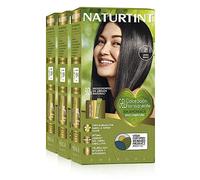 Naturtint Biobased | Coloración sin amoniaco | 100% cobertura de canas | Ingredientes vegetales | Color natural y duradero | 1N Negro Ébano | Pack de 3