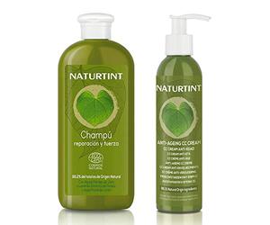 Naturtint Eco Champú Reparación + CC Cream - Nutre, Repara y Fortalece, Cabello Hidratado y con Brillo, 99% Ingredientes Naturales, Sin Siliconas ni Parabenos - 330 ml