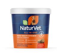 NaturVet Suplemento Todo en uno para Perros, para Apoyo Articular, digestión, Cuidado de la Piel, Pelaje, multivitaminas para Perros con minerales, Omega-3, 6, 9, vitaminas sin Trigo para Perros, 60
