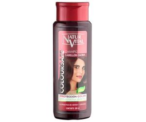 NaturVital - Champú ColourSafe Cabellos Caoba, Sin Parabenos ni Siliconas, Champú Colorante para Pelo Teñido o Natural, con Keratina Vegetal, Aporta Brillo y Protege el Color, 300 ml