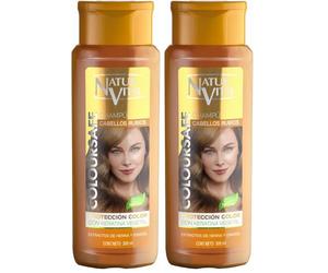 NaturVital - Champú ColourSafe, Sin Parabenos ni Siliconas, Champú Colorante para Pelo Rubio Teñido o Natural, con Keratina Vegetal, Aporta Brillo y Protege el Color, 300 ml (Paquete de 2)