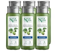 NaturVital Pack 6 Champú Sensitive Anticaspa Dermatológico | Sin Parabenos ni silicona, para piel sensible y atópica, trata la caspa y la descamación - 6x 300 ml