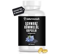 naturwunsch Aceite de comino negro prensado en frío - 400 cápsulas Nigella sativa - Fabricado en Alemania - 1000 mg dosis diaria durante 6,5 meses