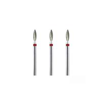 Natury Nails Set 3 unidades Fresa de Diamante flame para Torno de uñas de 2.3 mm Broca Manicura Rusa, Cutícula (Grano Fino)