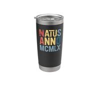 Natus Anno 1960 - Números romanos para fiesta de cumpleaños MCMLX Vaso térmico de acero inoxidable de doble pared