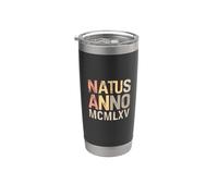 Natus Anno 1965 - Números romanos para fiesta de cumpleaños MCMLXV Vaso térmico de acero inoxidable de doble pared