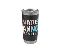 Natus Anno 1967 Fiesta de cumpleaños números romanos MCMLXVII Vaso térmico de acero inoxidable de doble pared