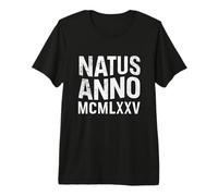 Natus Anno 1975 Retro Cumpleaños Fiesta Números Romanos MCMLXXV Camiseta Premium