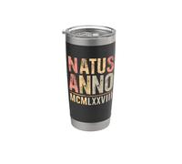 Natus Anno 1978 - Números romanos de cumpleaños retro MCMLXXVIII Vaso térmico de acero inoxidable de doble pared