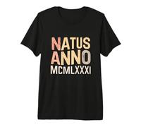 Natus Anno 1981 Retro Fiesta de cumpleaños números Romanos MCMLXXXI Camiseta Premium