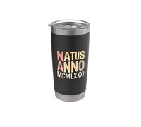 Natus Anno 1981 Retro Fiesta de cumpleaños números romanos MCMLXXXI Vaso térmico de acero inoxidable de doble pared