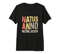 Natus Anno 1984 - Números Romanos de cumpleaños Retro MCMLXXXIV Camiseta Premium