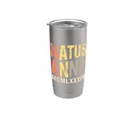 Natus Anno 1984 - Números romanos de cumpleaños retro MCMLXXXIV Vaso térmico de acero inoxidable de doble pared