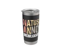 Natus Anno 1985 Cumpleaños Números romanos MCMLXXXV Retro Vaso térmico de acero inoxidable de doble pared