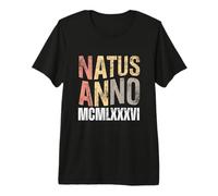 Natus Anno 1986 - Números Romanos de cumpleaños Retro MCMLXXXVI Camiseta Premium
