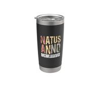 Natus Anno 1988 - Números romanos de cumpleaños retro MCMLXXXVIII Vaso térmico de acero inoxidable de doble pared