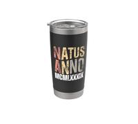 Natus Anno 1989 - Números romanos de cumpleaños retro MCMLXXXIX Vaso térmico de acero inoxidable de doble pared