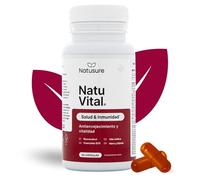 NATUSURE NatuVital 60 Cápsulas - Resveratrol con Coenzima Q10, Hierro, Selenio, Vitaminas C, E, B9 y B12 - con Extracto de Uva y Centinodia Japonesa - Suplemento Antienvejecimiento y Vitalidad