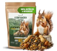 Natuverra Menú de ardilla de 1 kg, mezcla premium de semillas, cereales, frutos secos, frutas y verduras, rica en proteínas y energía, alimento para todo el año para ardillas y ardillas, resellable