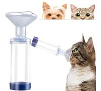 NATUZORA Cámara Transparente para Gatos y Perros, Sistema de Entrega de medicamentos Veterinarios con Detalles Azules,Espaciador de inhalador de Mano para Mascotas con máscara,