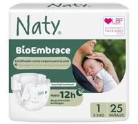 Naty BioEmbrace Pañales Recién Nacido, Talla 1 (2-5kg), 25 unidades