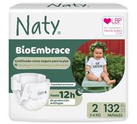 Naty BioEmbrace Pañales Recién Nacido, Talla 2 (3-6kg), 132 unidades